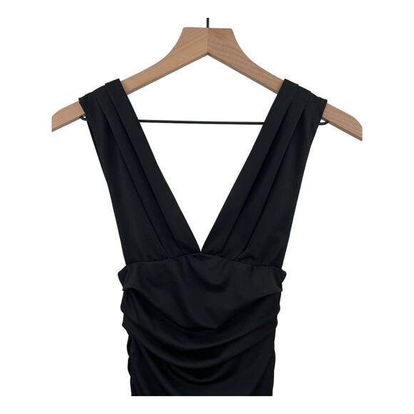 Showpo This Is Real Dress In Black Size 2 Bodycon Mini Length Deep V-Neck Sexy - Picture 7 of 16